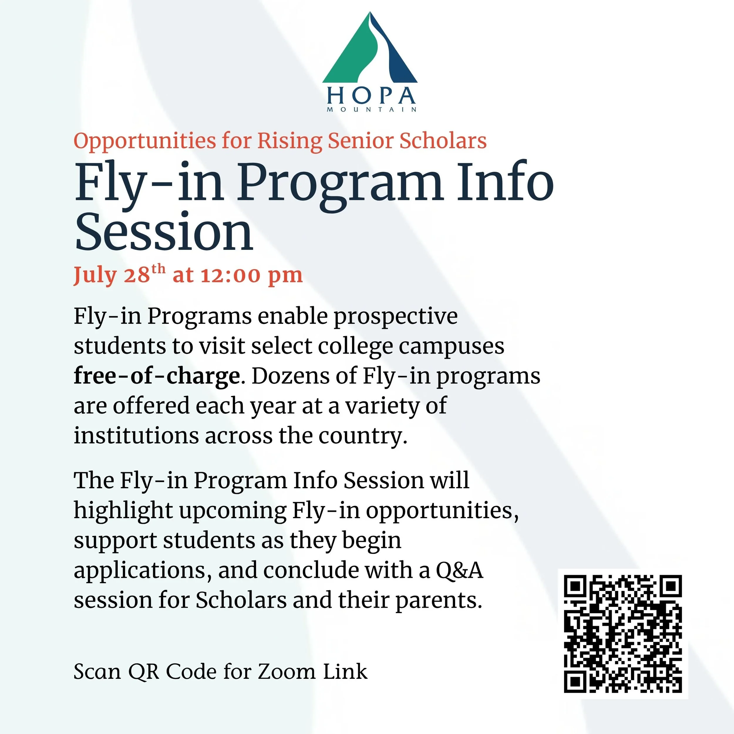 Fly-in Program Info Session for Rising Seniors