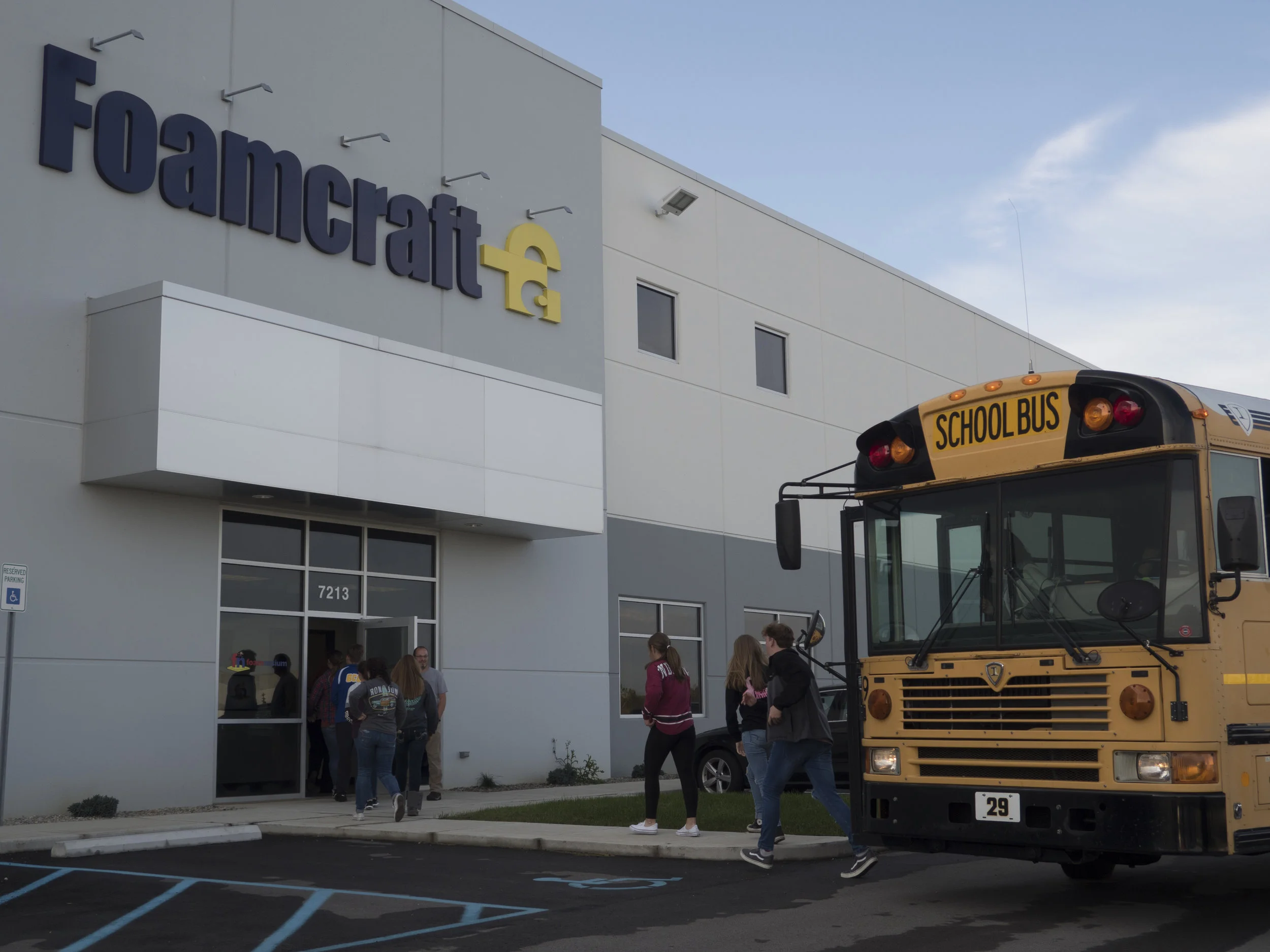 Greenfield Central students enter the Comfort Option showroom. There were two total busloads!