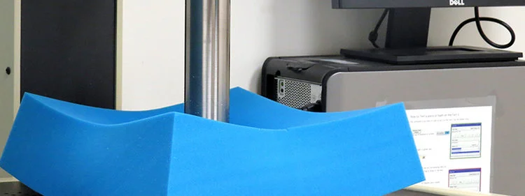 Indenter testing foam firmness for a mattress