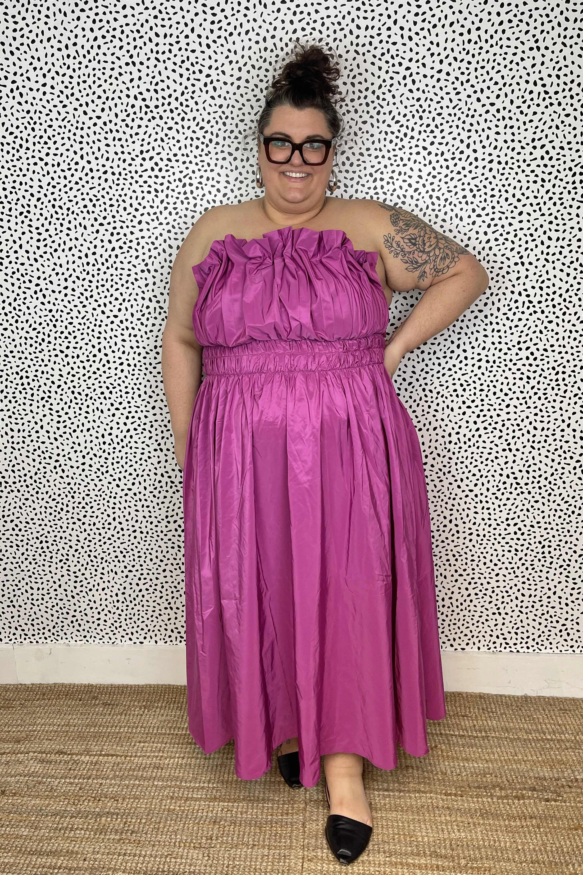 Eloquii Magenta Ruffled Strapless Dress - 22