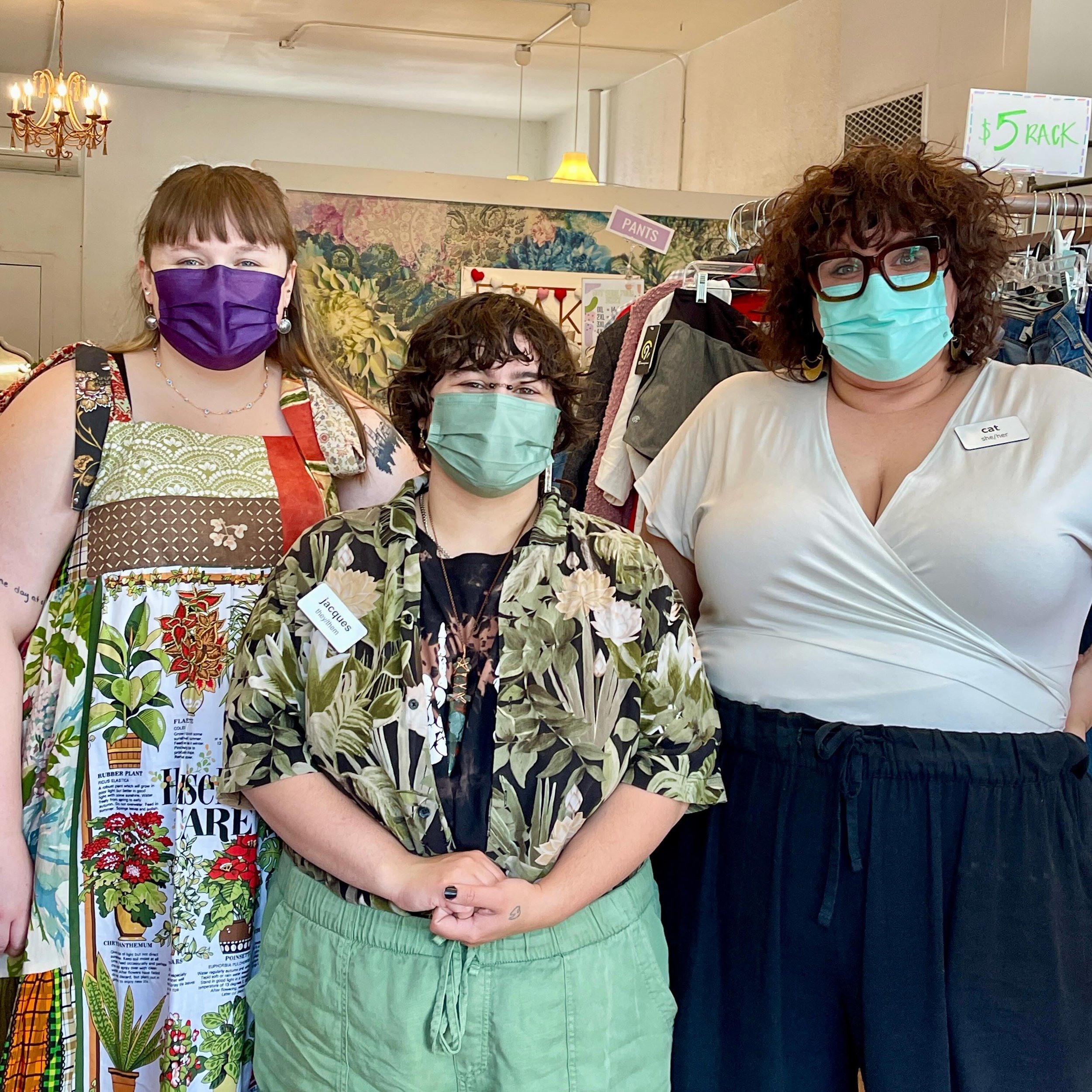 We loved seeing so many of y&rsquo;all today! Lots of garage sale day love from today&rsquo;s team - Erin (she/her), Jacques (they/them), and Cat (she/her)! Thanks for coming out to shop.