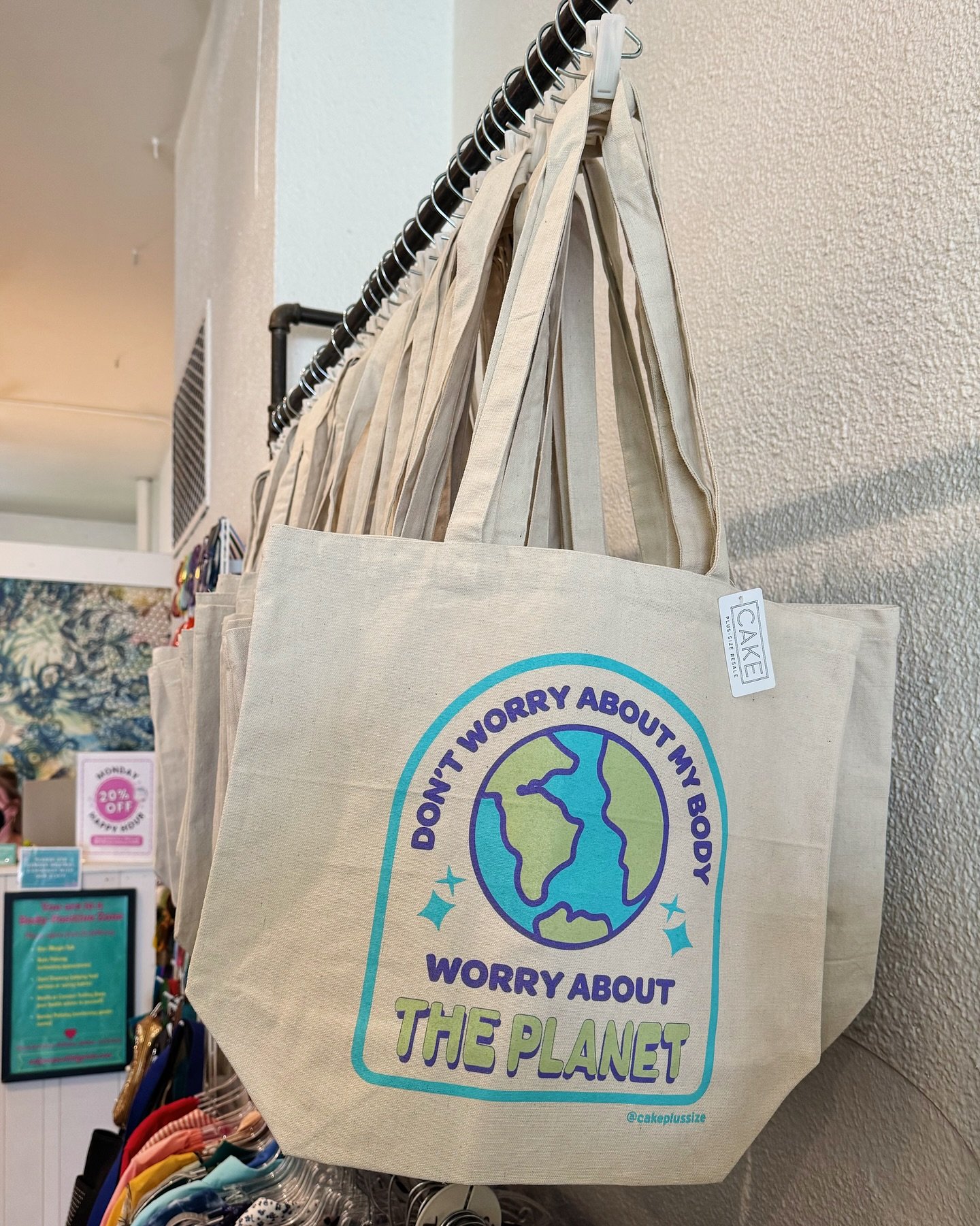 Don't Worry About My Body! Worry About the Planet!

Our totes are screen printed here in the Twin Cities and 32&quot; long with a 16&quot; drop, making it comfy for folks with larger arms! You can get them in-store or in our online shop for $28. 

An