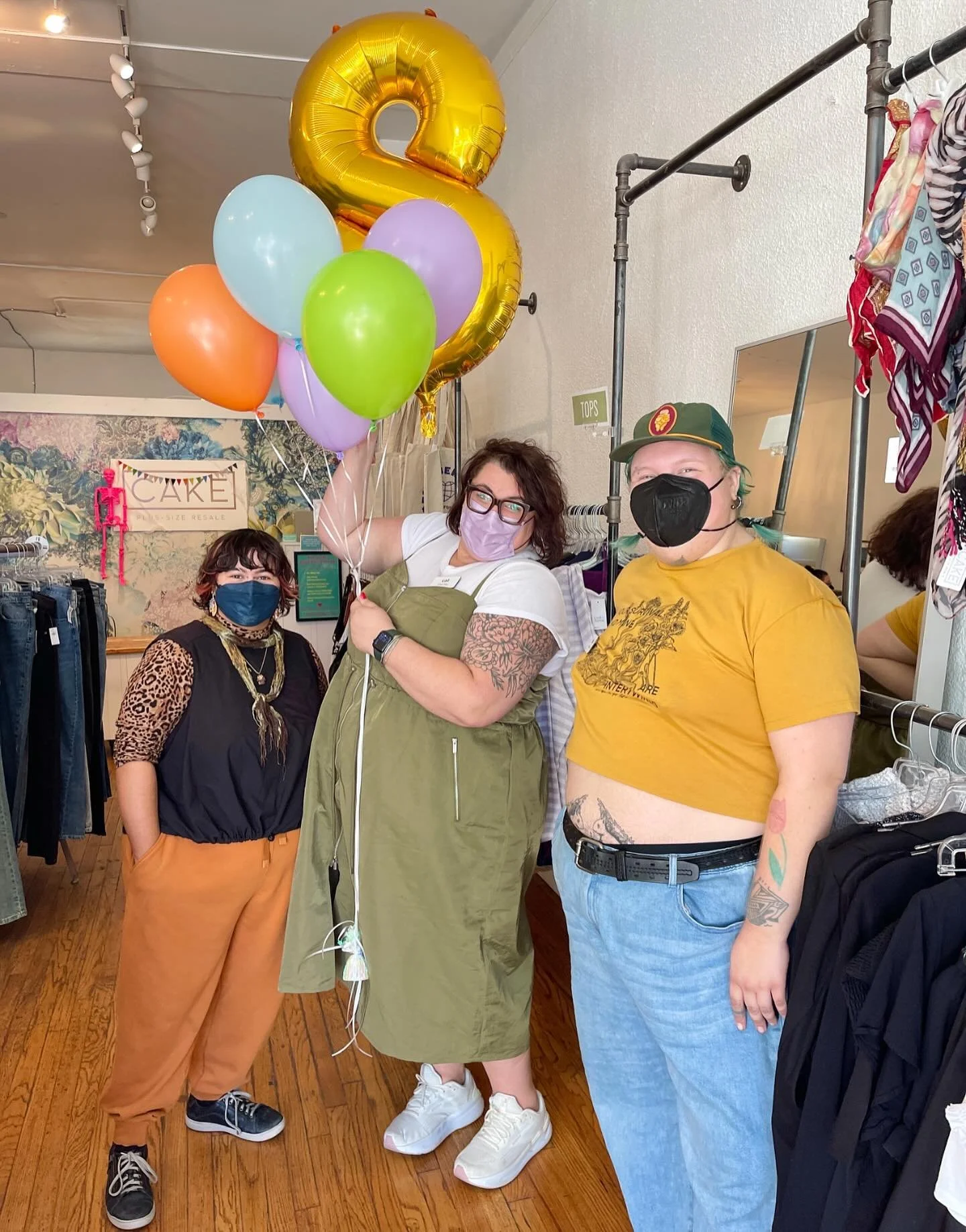 Thanks for celebrating our 8th birthday with us!! 50% off sale racks, gumball machine giveaways, and bday snacks all happening till 7pm! 💖🎉