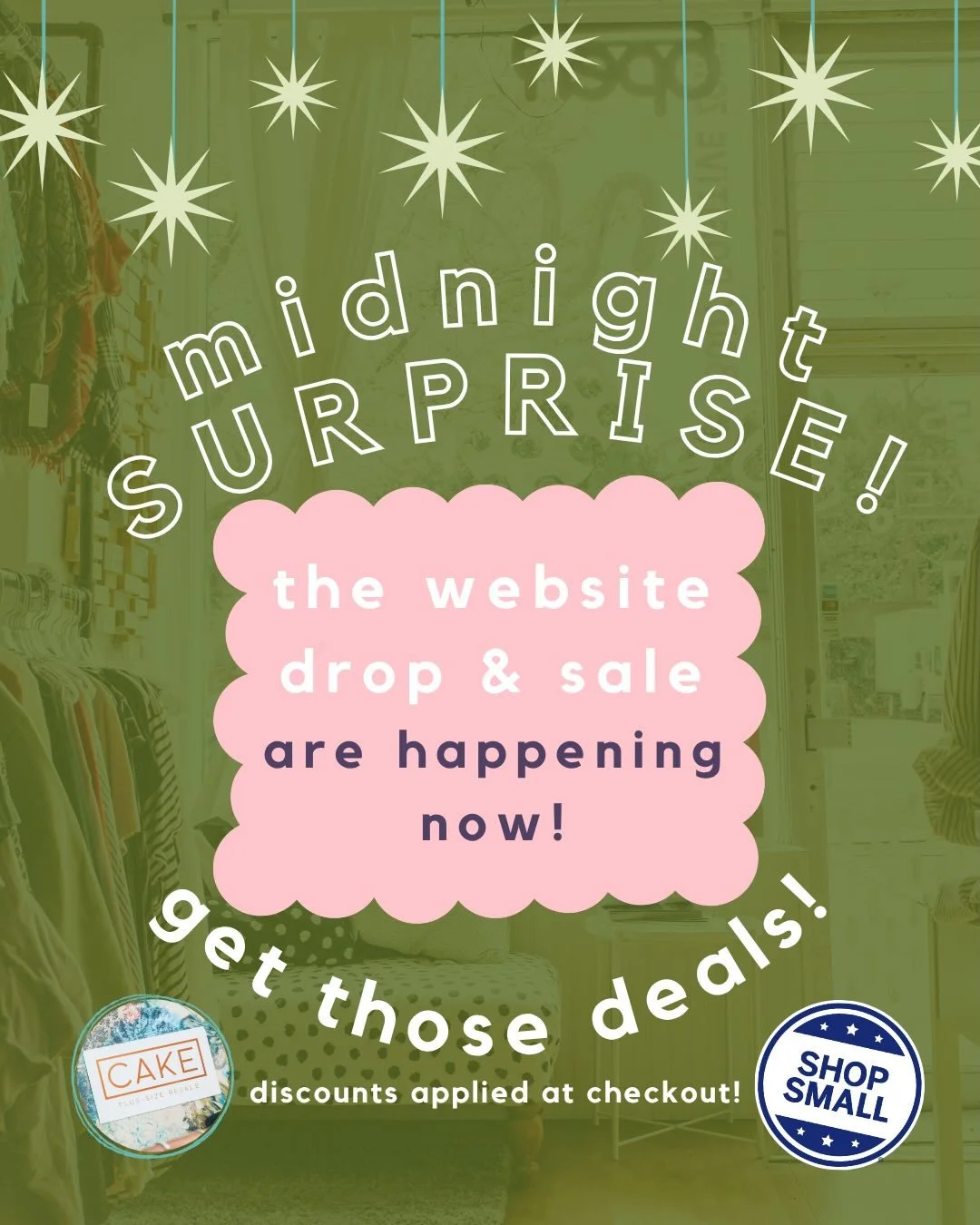 HAPPY SMALL BUSINESS SATURDAY! SURPRISE MIDNIGHT WEBSITE DROP! HAPPENING NOW! Go check it out the website before that one piece you&rsquo;ve been eyeing is gone! 

We open at 9am today and have early bird in person deals til 11am! $10 off every $50 s