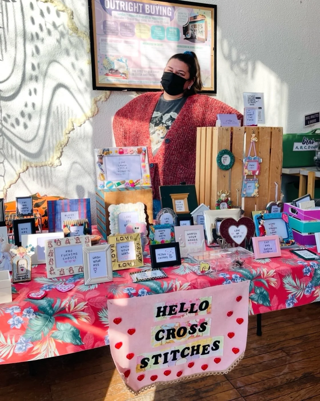 @hellocrossstitches is with us today till 4pm! Their sassy cross stitches in reused and vintage frames make amazing gifts. If you miss them in-store today, find them here on Instagram. DM them if there is something you like!!