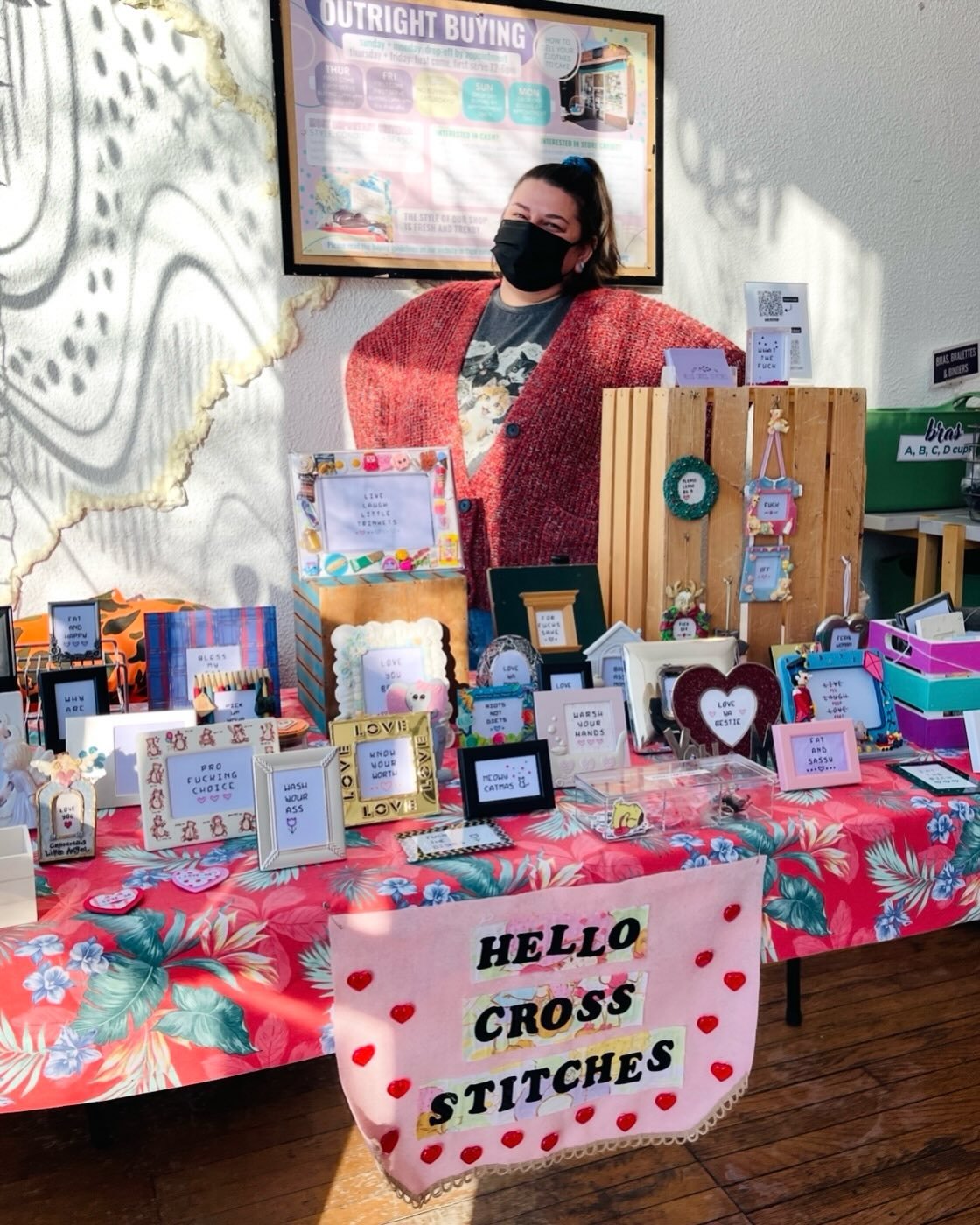 @hellocrossstitches is with us today till 4pm! Their sassy cross stitches in reused and vintage frames make amazing gifts. If you miss them in-store today, find them here on Instagram. DM them if there is something you like!!