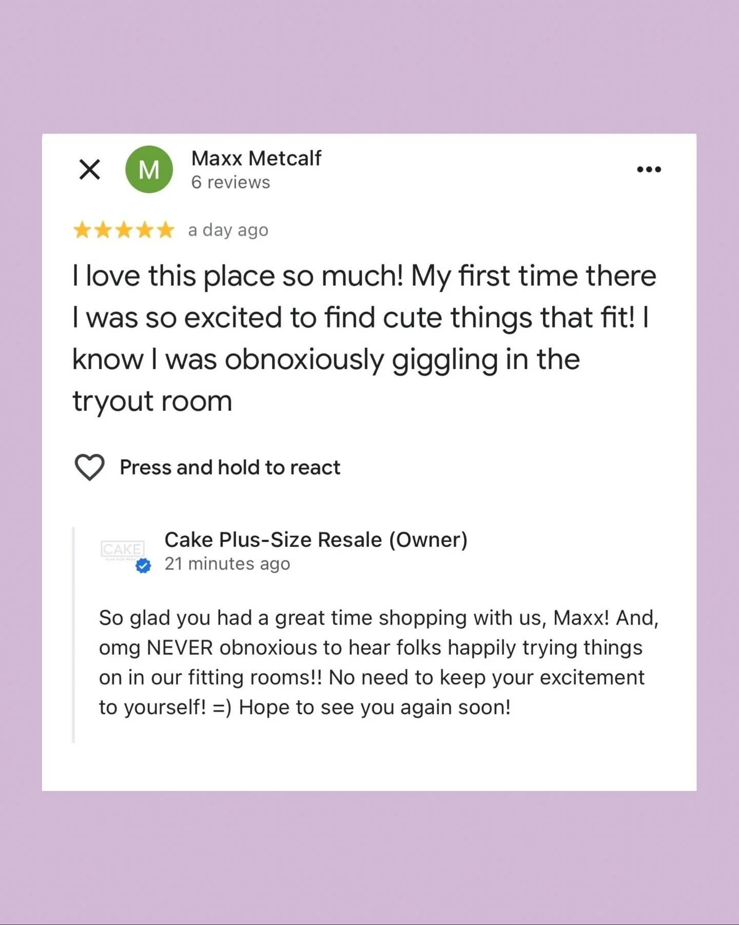 We 💖 your google reviews. 
Unless we don&rsquo;t, but we&rsquo;ll still respond to those too. 😝 

But, in all seriousness, thanks so much for sharing your experiences with us and others in our community. We have over 250 google reviews and 4.8 rati