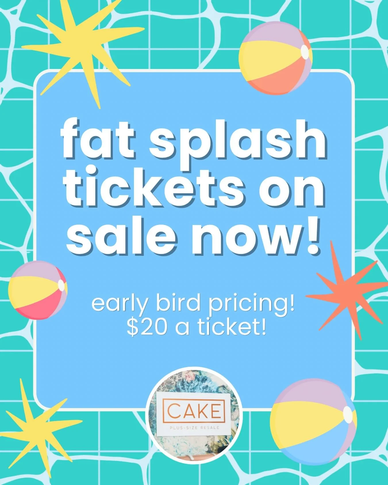 Here we go!! ☀️💦 Fat Splash tickets are on sale now! We&rsquo;re offering early bird pricing now through 6/19 with tickets just $20 each! (Well, $19.99 cuz Eventbrite is weird!) 

After 6/20, regular tickets are $28 each (including taxes and fees). 