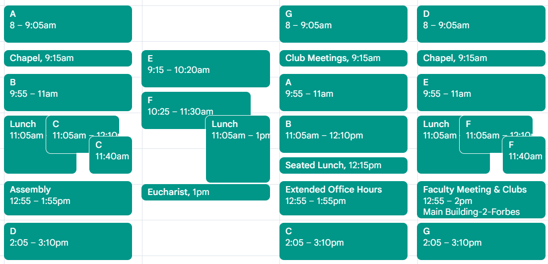 Four-day schedule for 2025-2026