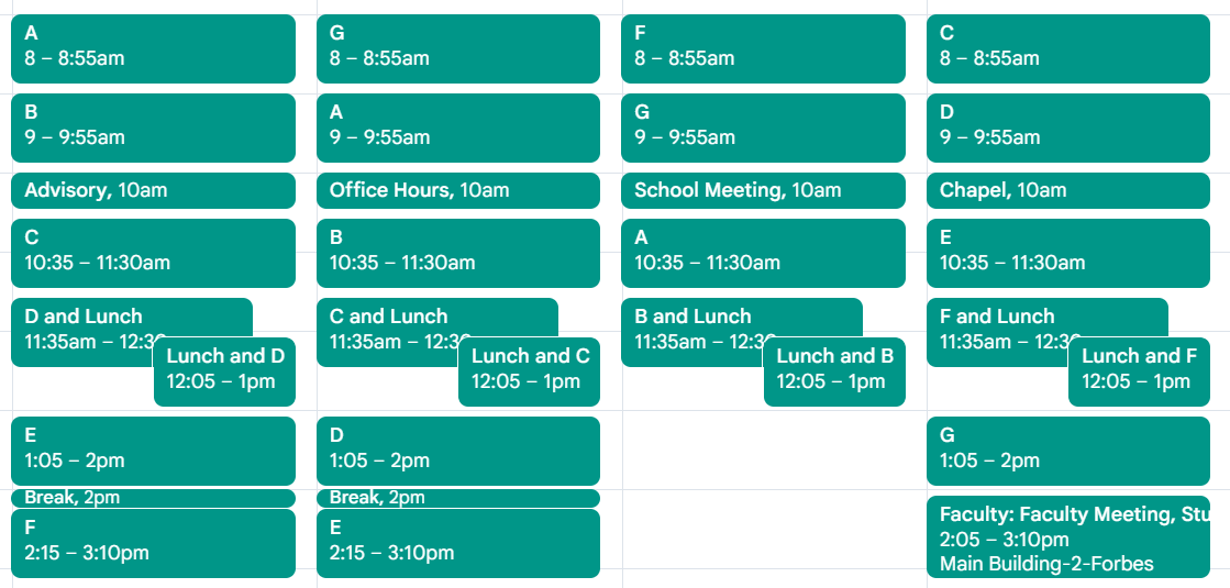 Four-day schedule for 2026-2027