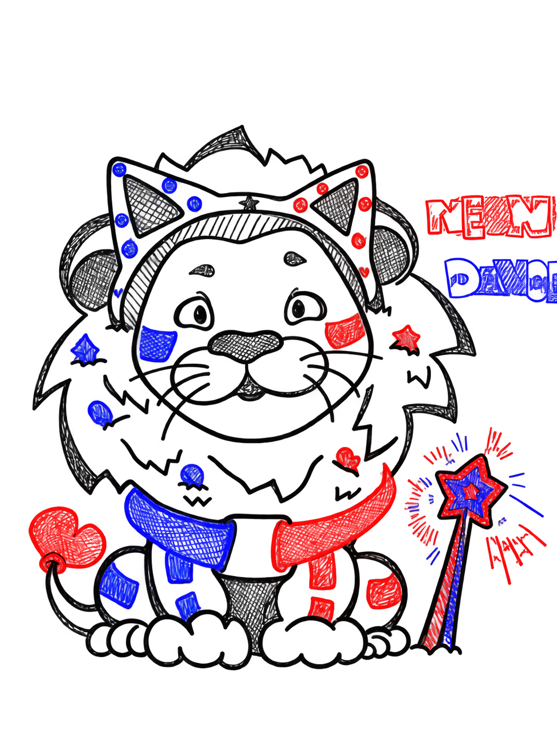 A decorated lion mascot appears beside the words Neon Dance.