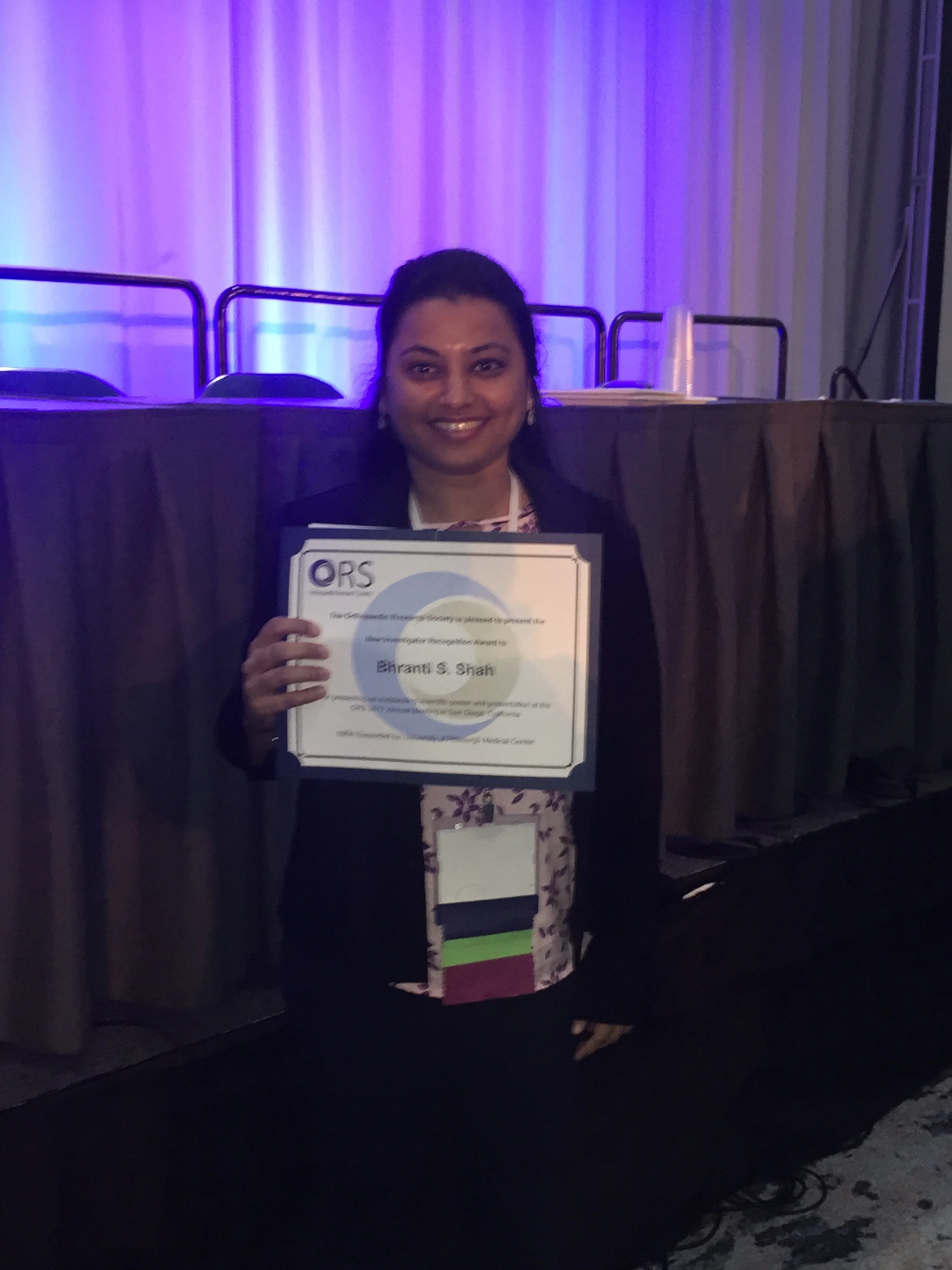 Congrats to Bhranti Shah for 2017 ORS NIRA Award