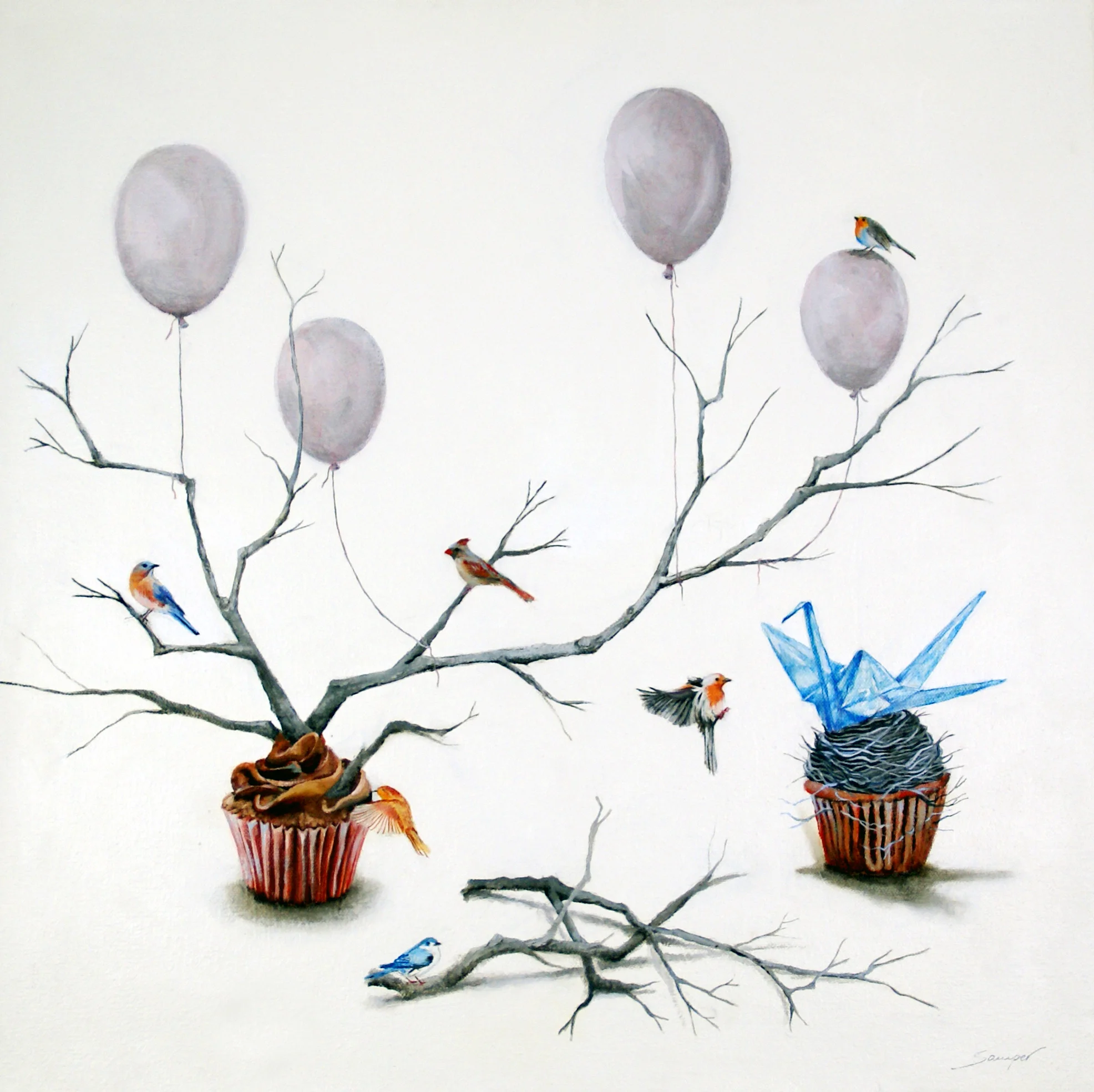  CASUAL MEETING  oil and acrylic on canvas  20 in. x 20 in. 