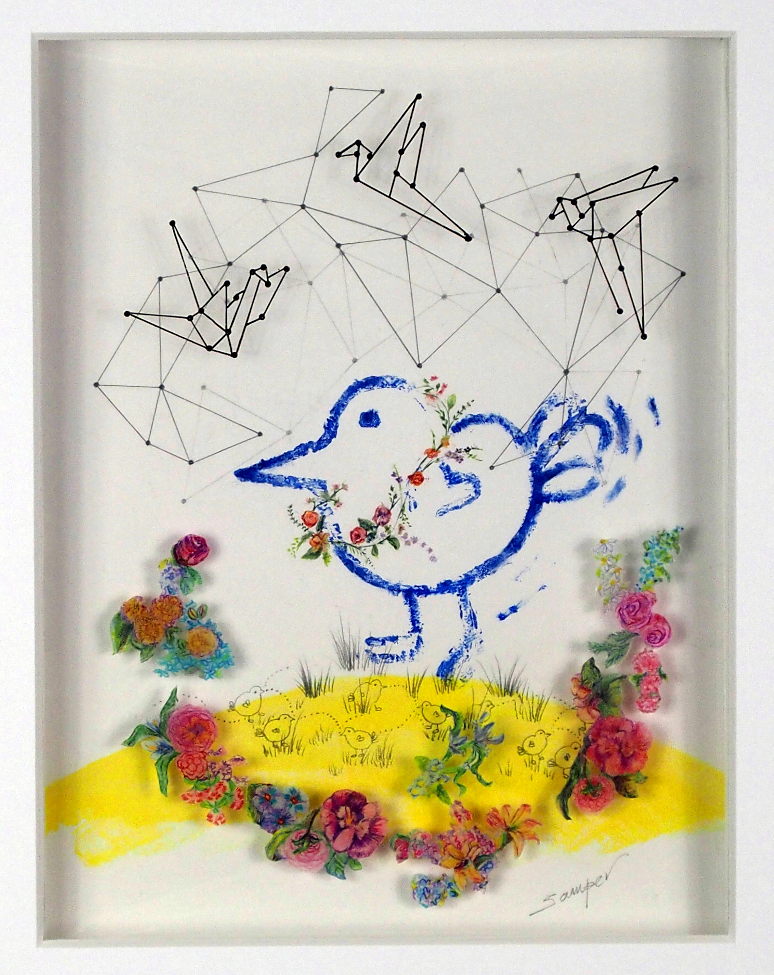  SUGAR COATING #3  Ink, acrylic, color pencil and graphite on paper and mylar  16 in. x 20 in. (framed)  2017     