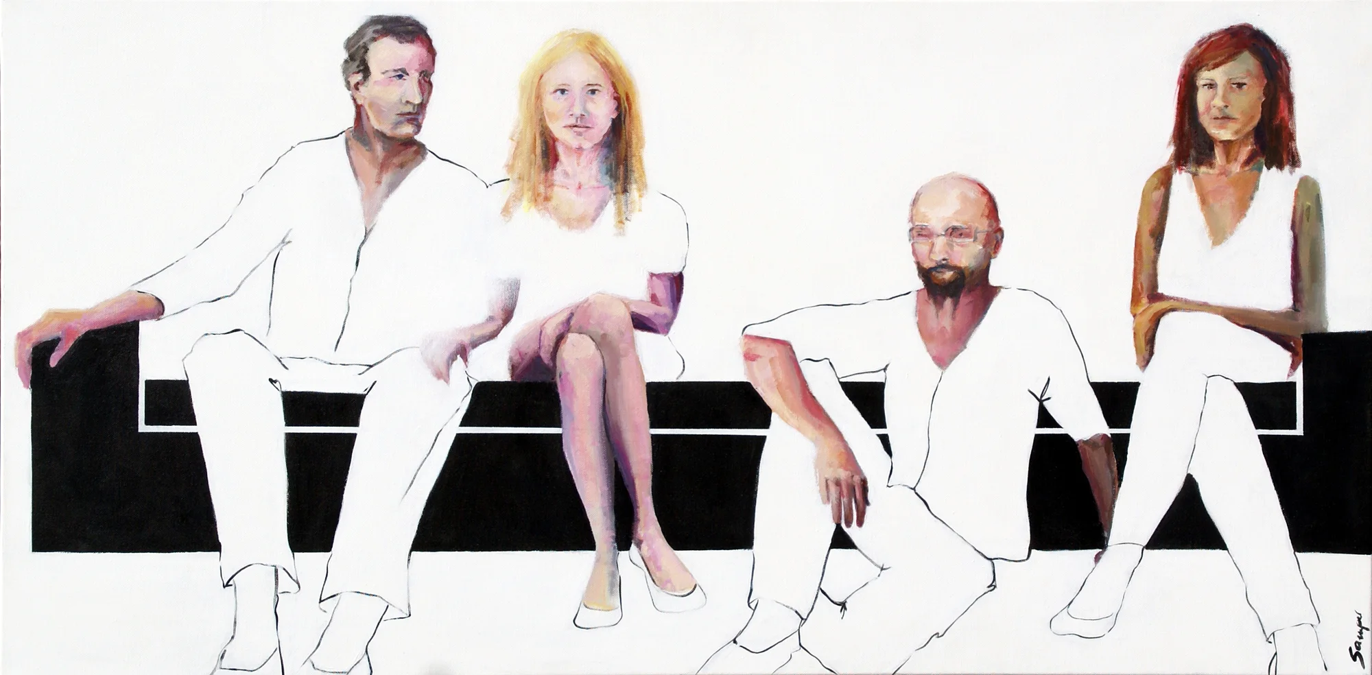  FRIENDS  Acrylic on canvas  24 in. x 48 in.  2010  $2,100 