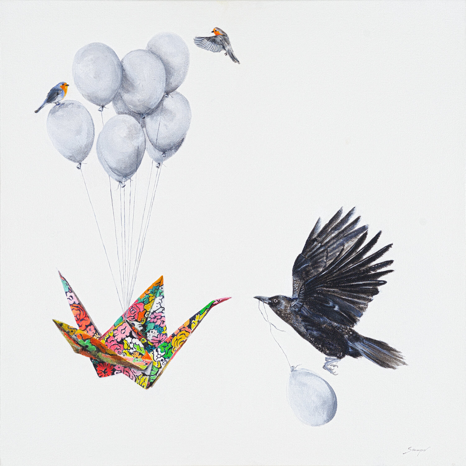  UNEXPECTED EXPERIENCE  oil and acrylic on canvas  20 in. x 20 in. 