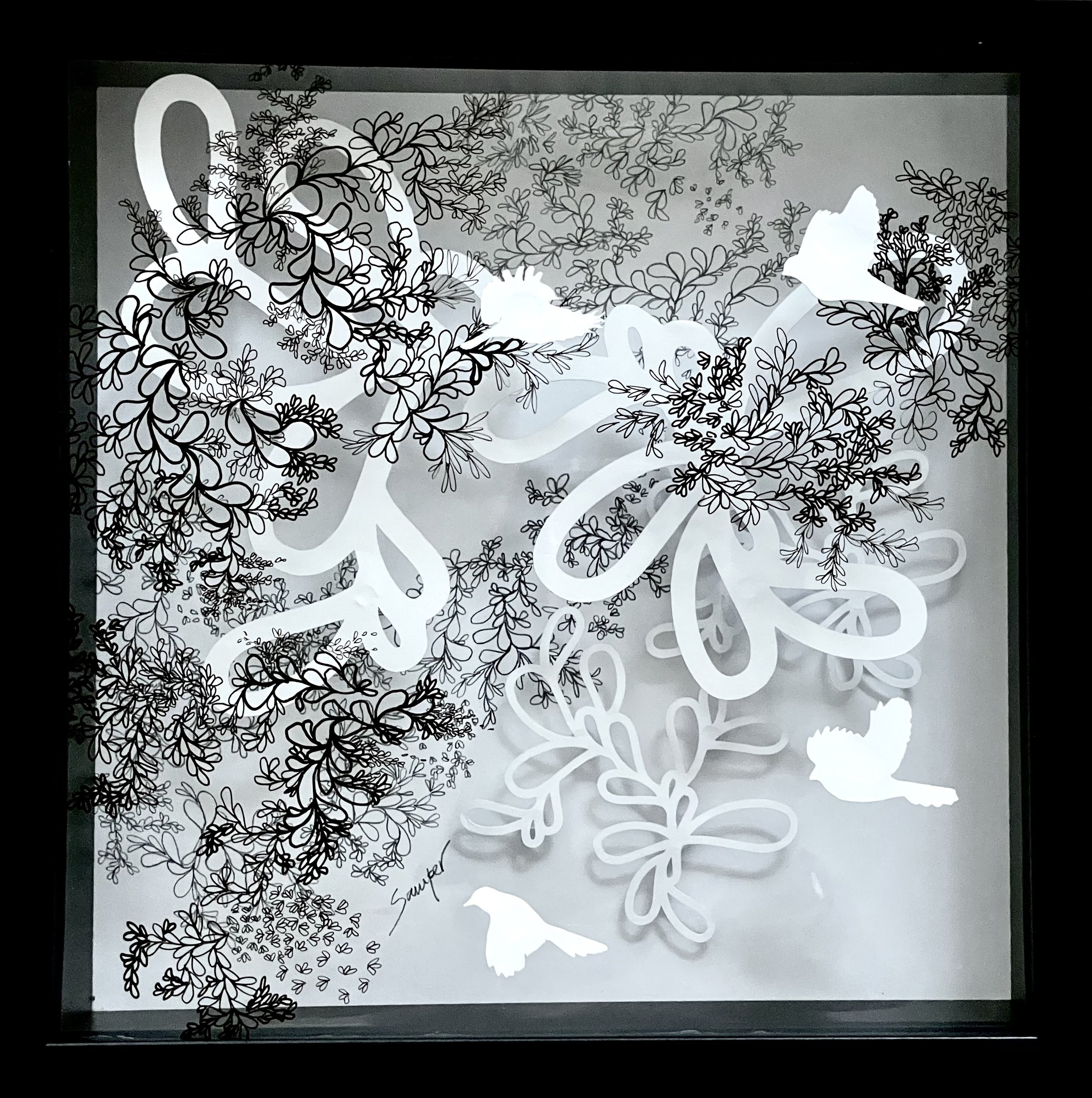  Work on mylar. paper-cut and ink 