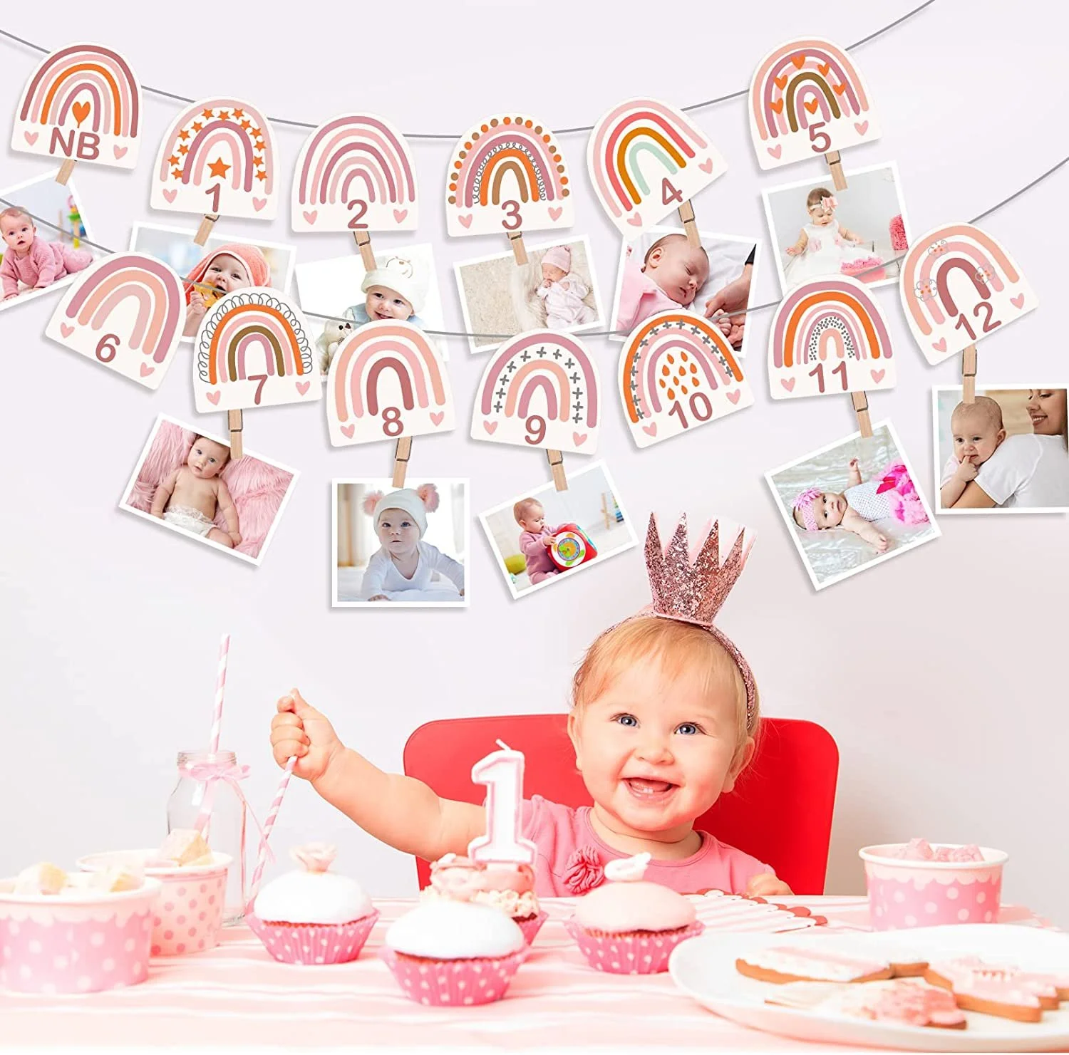 Decorate Babies First Birthday Party with a Milestone Photo Banner