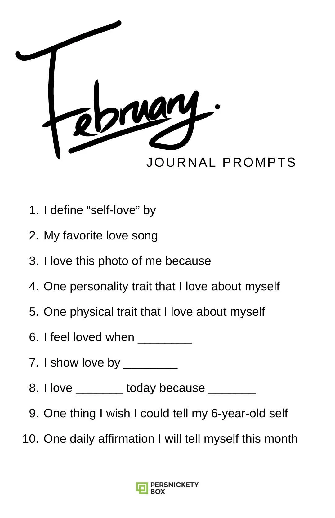 10 Journal Prompts for February — Persnickety Box