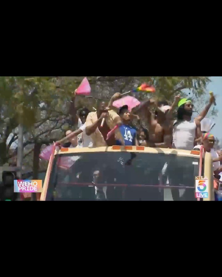 @philaye and friends in the 2023 Weho Pride Parade on @ktla5news with @renewedla, spreading the message that God loves the gays! 🏳️&zwj;🌈🏳️&zwj;🌈🙌🏾