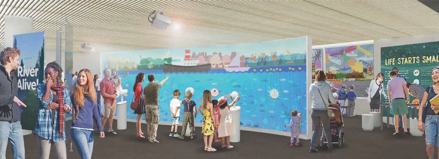 The forthcoming 4,000 sq. foot exhibit, RiverAlive! at the Independence Seaport Museum, Philadelphia's latest watershed asset. In partnership with Hands On! Studio and the William Penn Foundation.
