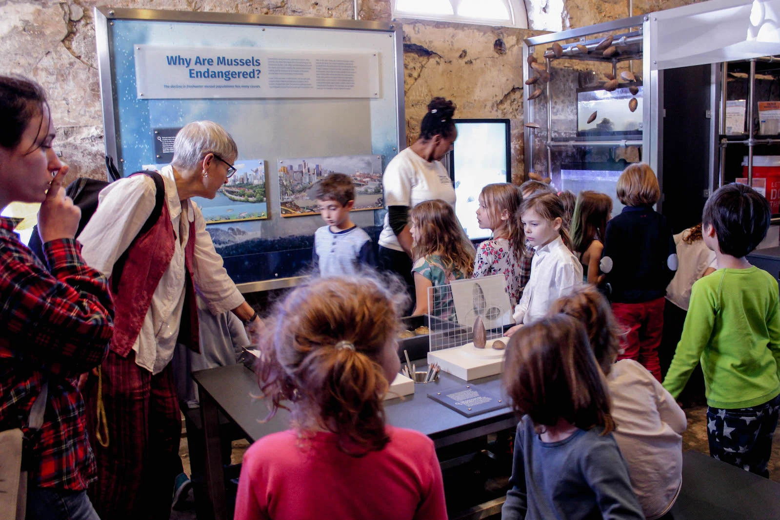 The center of the Mussel Hatchery provides a gathering space for school groups to discuss, learn and share.