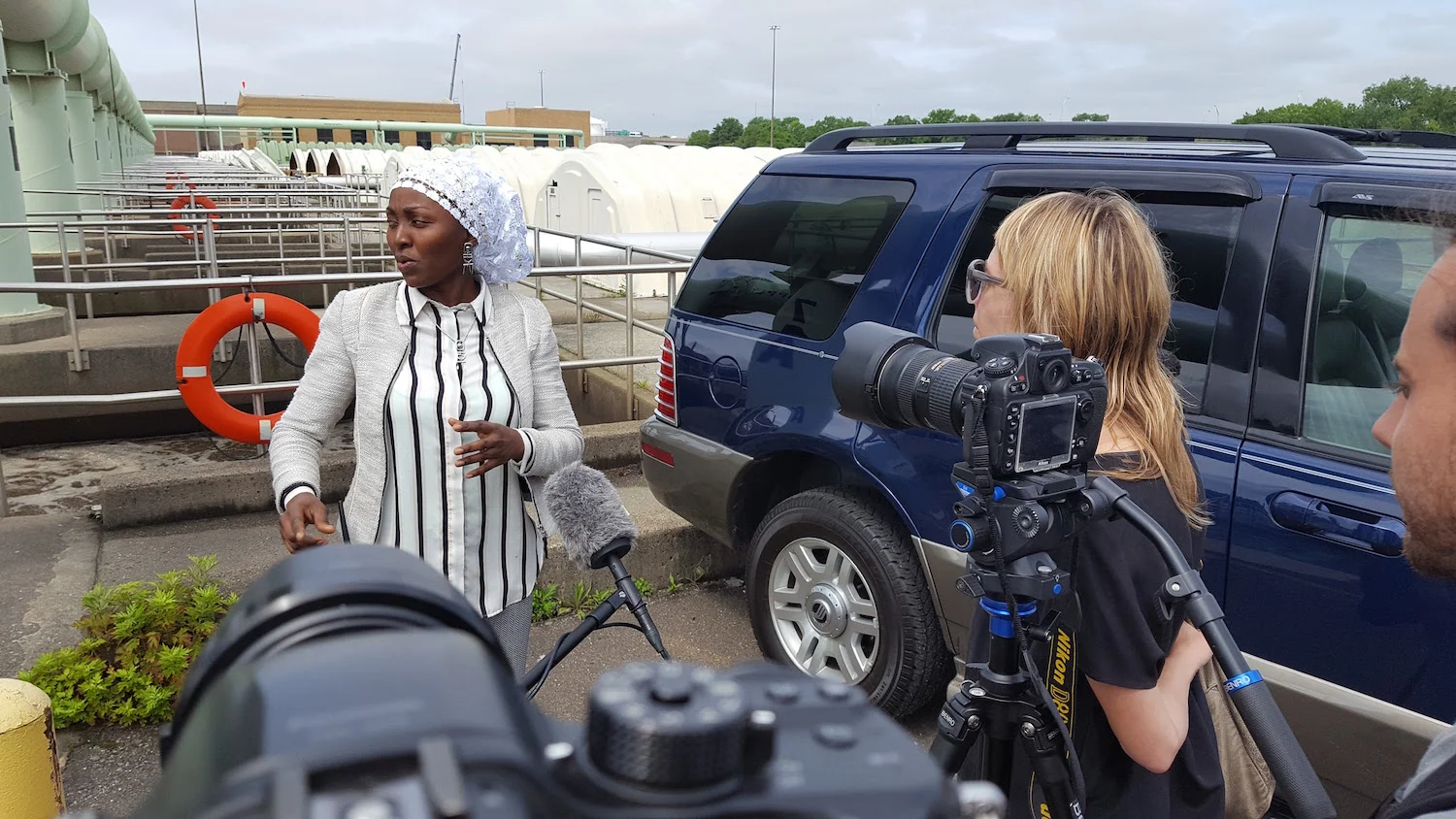 In the field with Urban Video Productions, documenting the urban water use cycle for a project at the Fairmount Water Works.