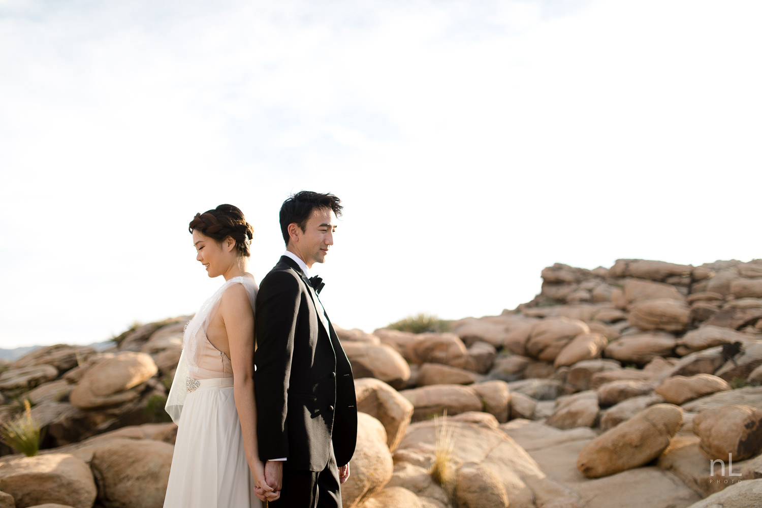 joshua-tree-engagement-wedding-elopement-photography-stylized-photoshoot-bride-and-groom-rock-formation