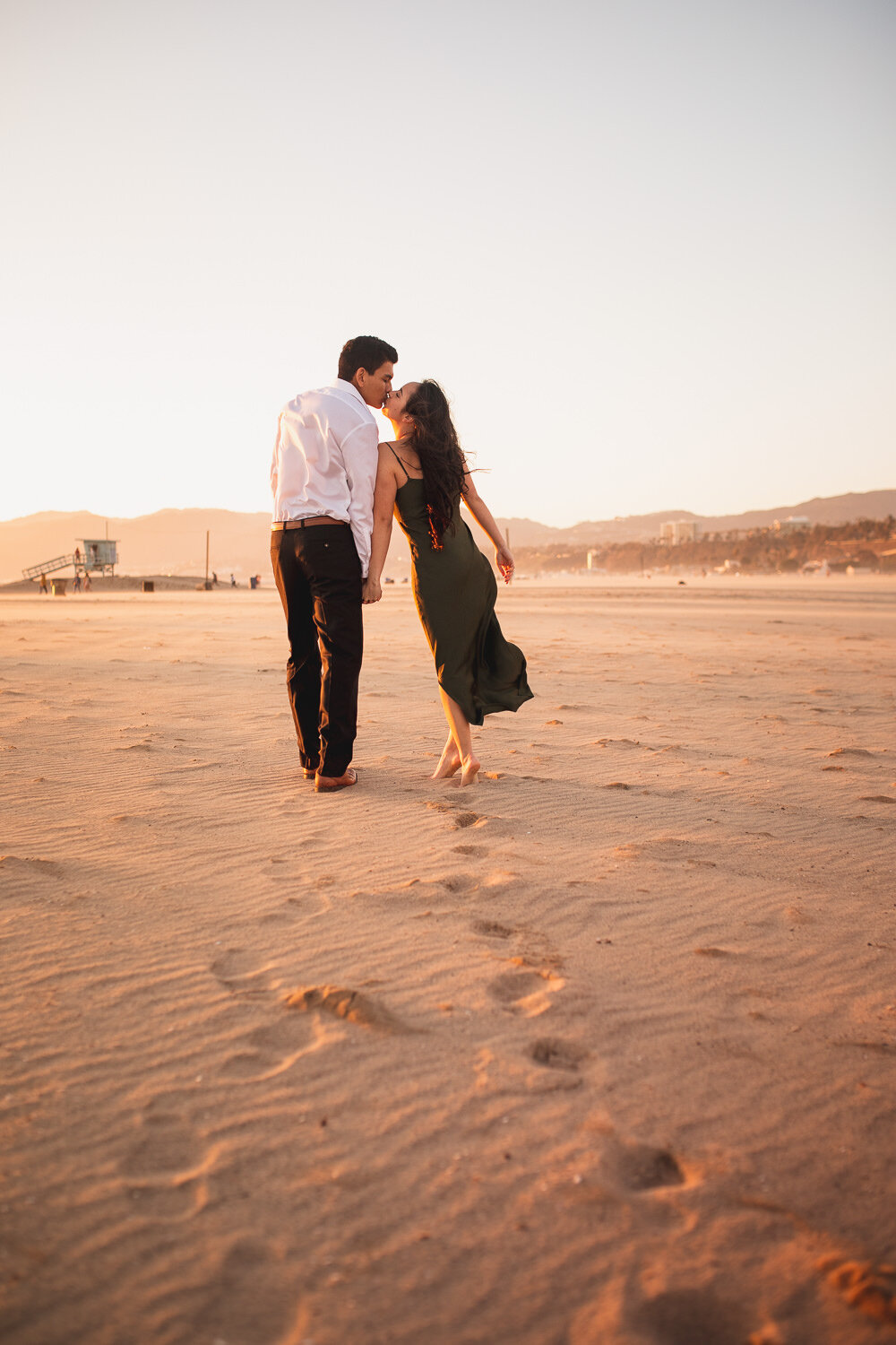 Santa Monica Pier Engagement Session - Los Angeles Wedding Engagement Portrait Photography by Nick Lie 