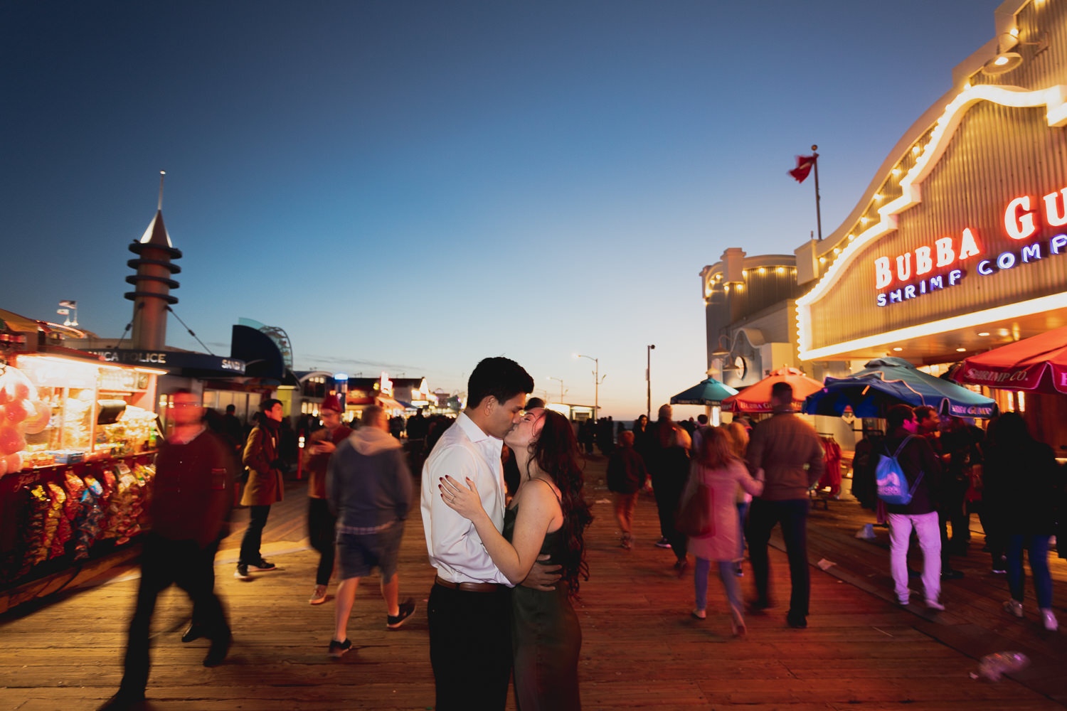 Santa Monica Pier Engagement Session - Los Angeles Wedding Engagement Portrait Photography by Nick Lie 