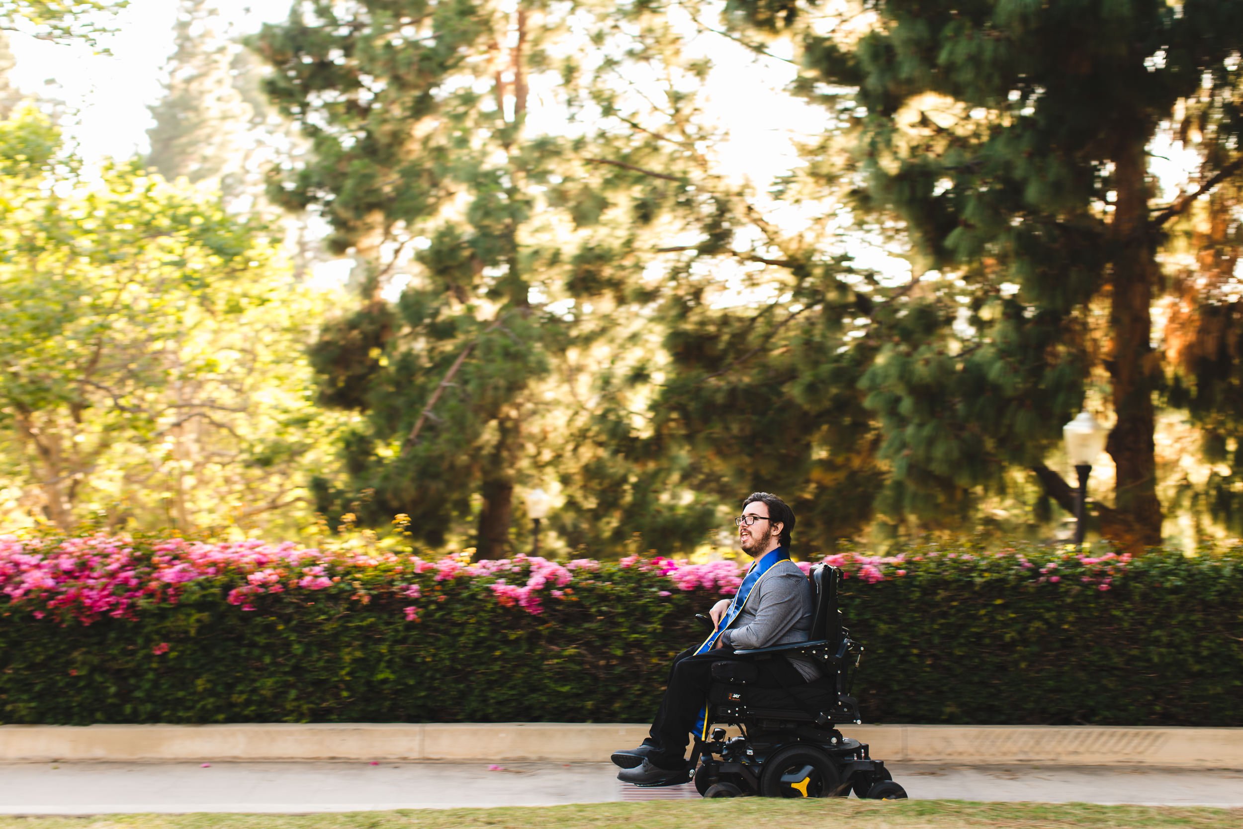 Graduation Portraits for people with disabilities, UCLA Bruin Walk Handicapped Access, Los Angeles CA. 