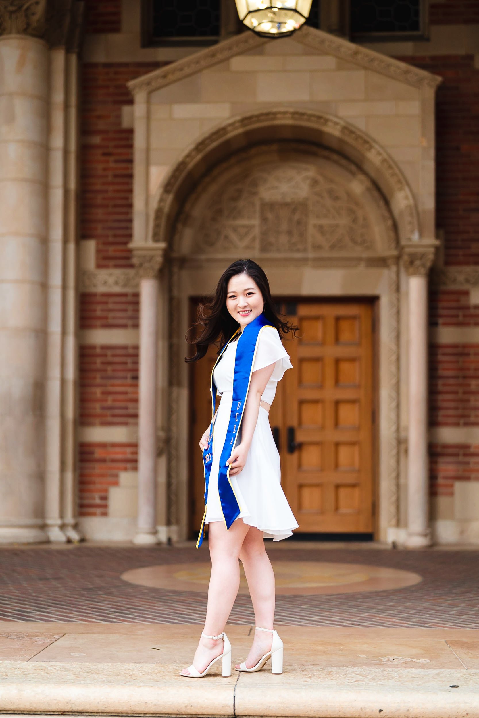 fun graduation portrait at UCLA Royce Hall