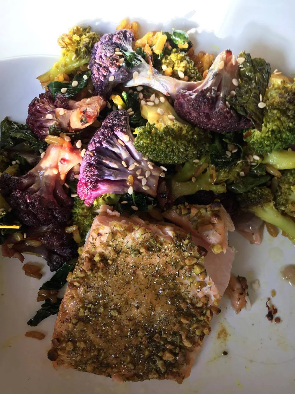 Asian stir fry with roasted salmon ... YA 