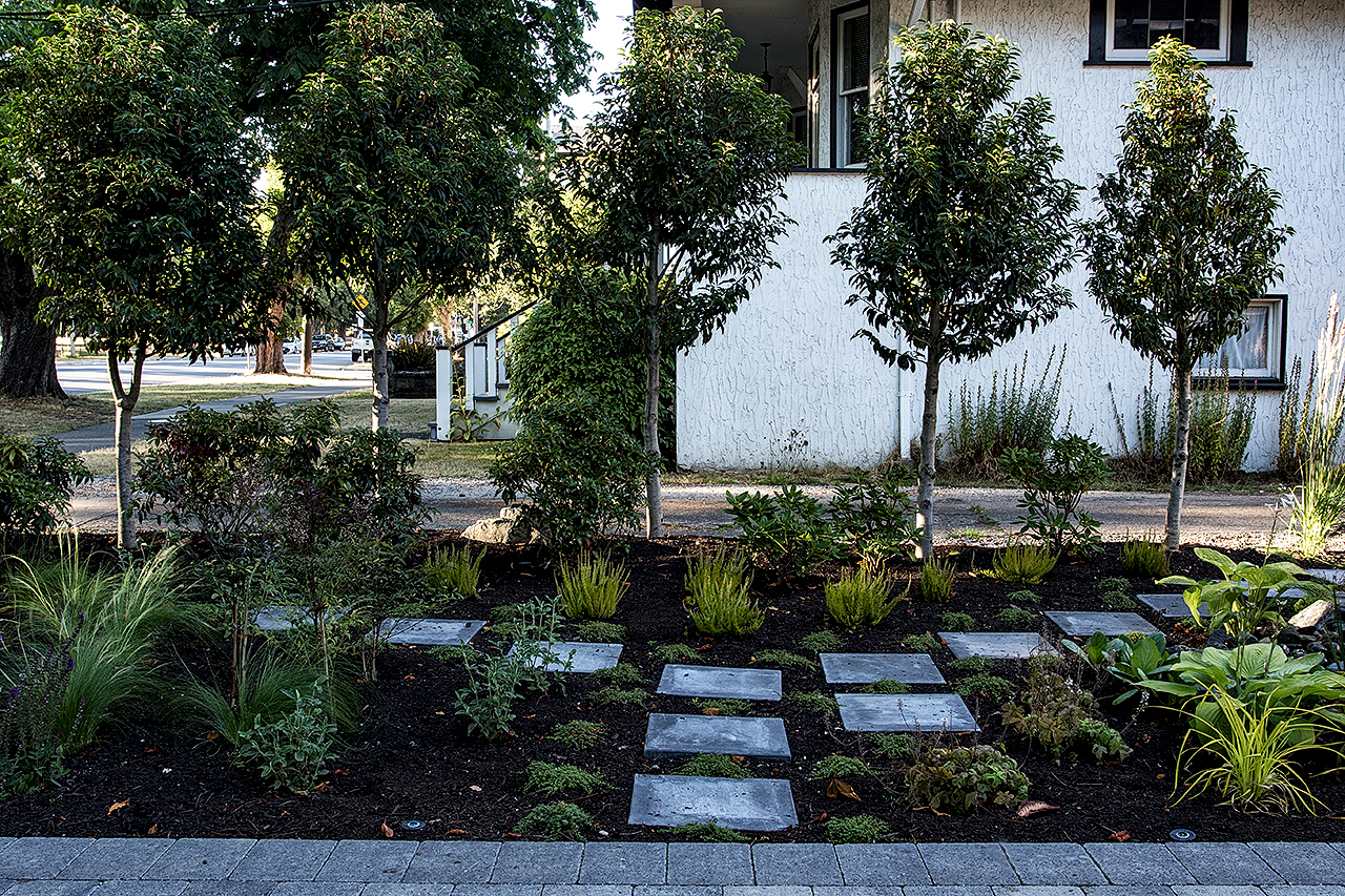 Faces of Mother Nature-statues-water garden-MustangLandscape-Victoria-BC-garden-stone-path.jpg