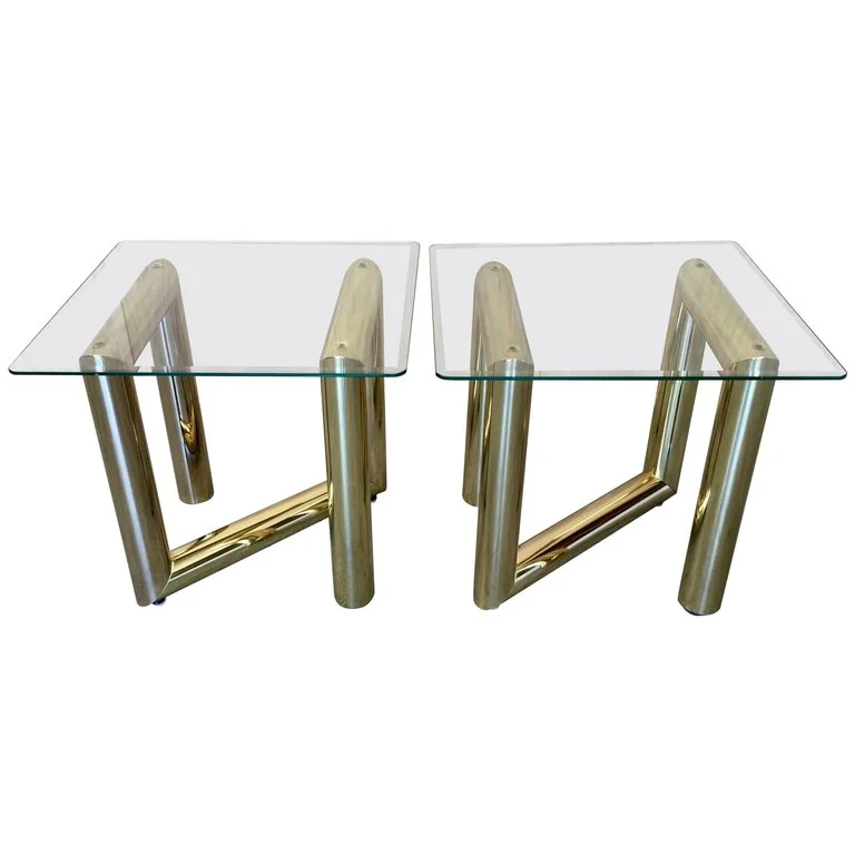 Pair of Brass Tubular Side Tables