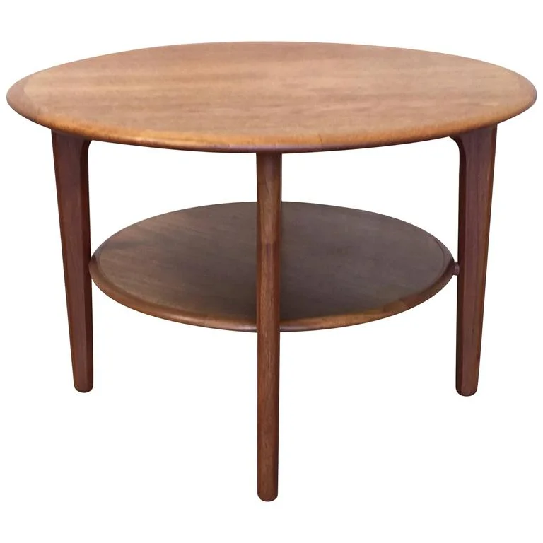 Round Danish Modern Teak Side Table