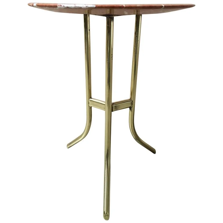 Mid-Century Brass and Marble Side Table