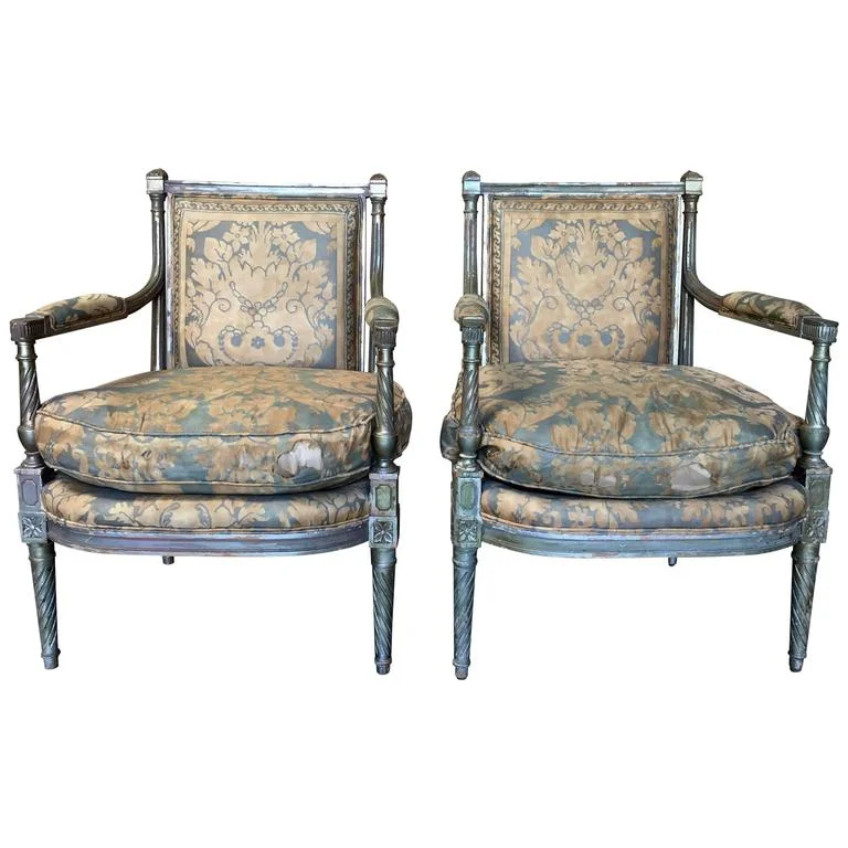 Pair of Louis XVI Style Fauteuil