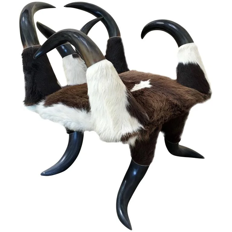 Vintage Cowhide Steer Horn Chair