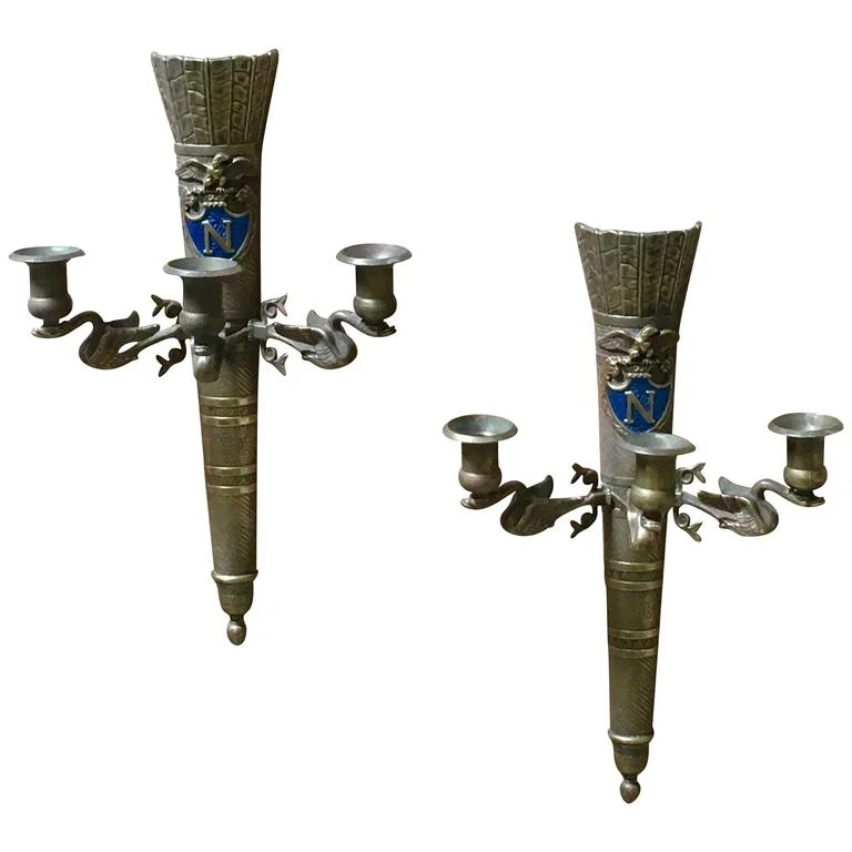 Pair of Brass Neoclassical Revival Sconces