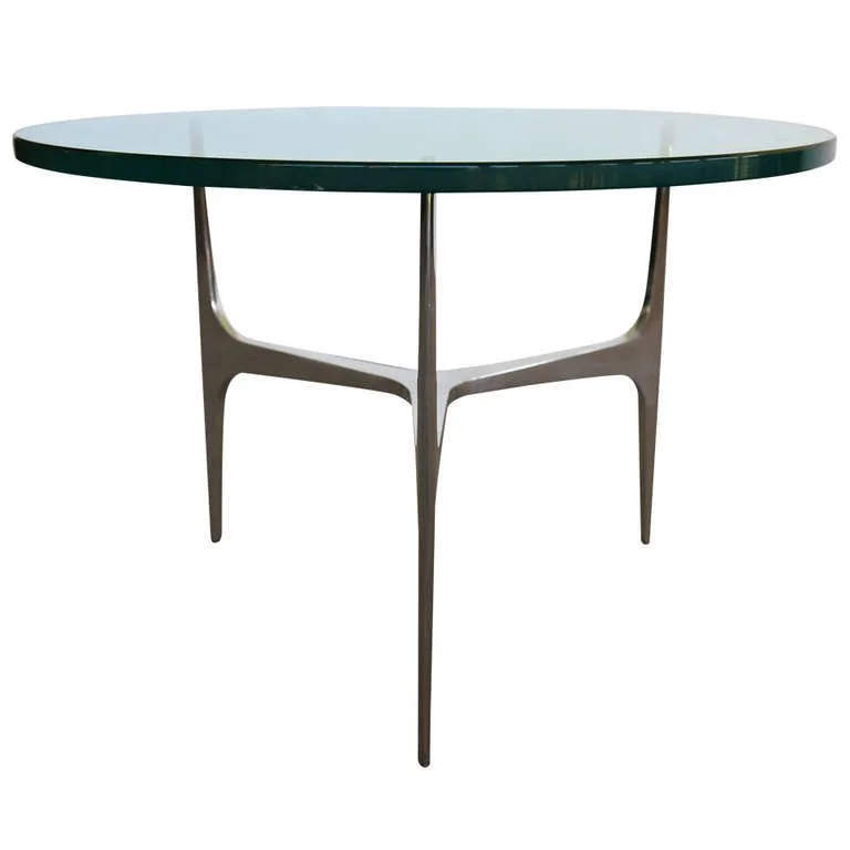 Sculptural Tripod Polished Aluminum Side Table by Knut Hesterberg