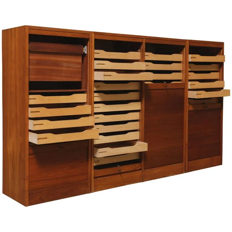 Teak Roll Top Cabinet