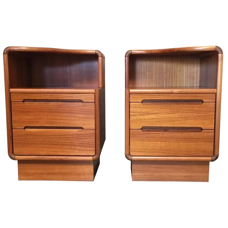 Danish Style Teak Pair of Nightstands