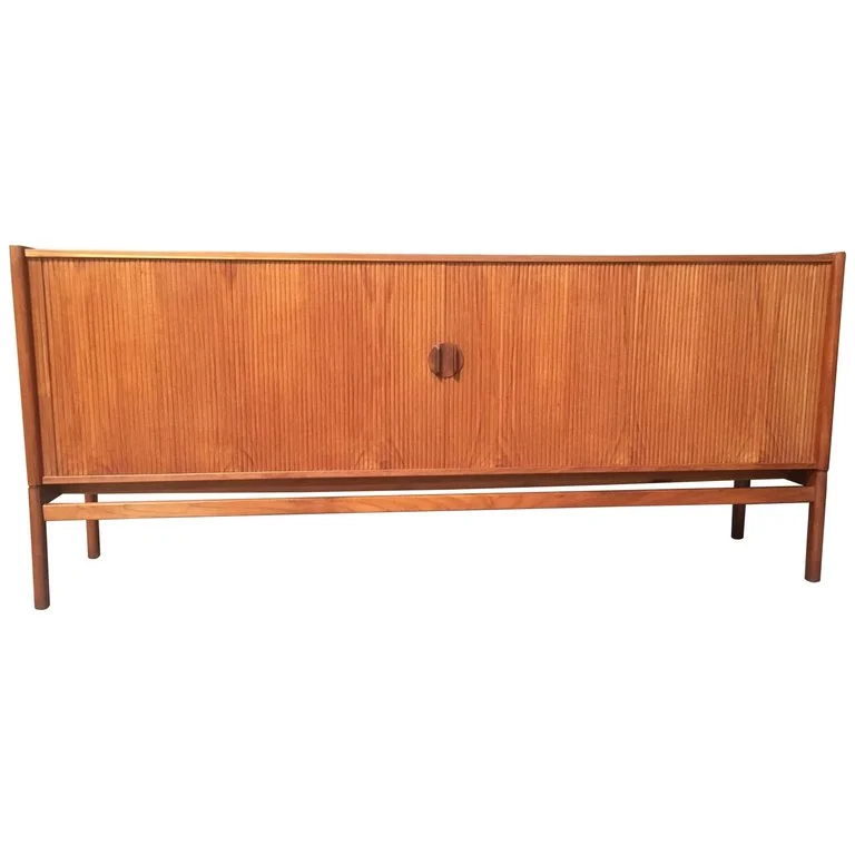 Danish Modern Style Teak Credenza with Tambour Doors