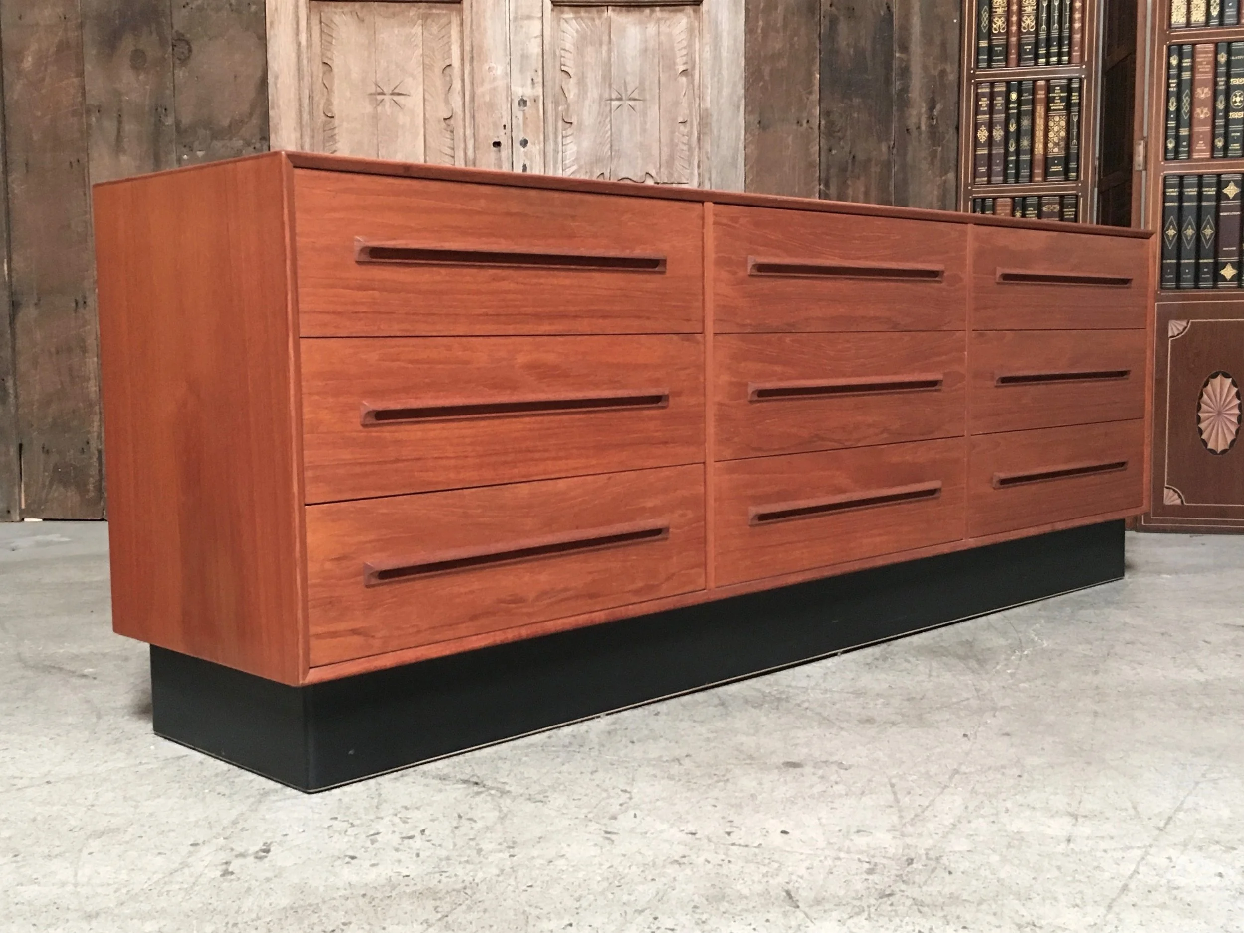 Danish Modern Teak Nine-Drawer Dresser