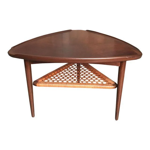 Danish Modern Guitar Pick-Shaped Beech Side Table