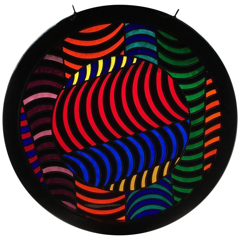 Abstract Design Leaded Glass Window