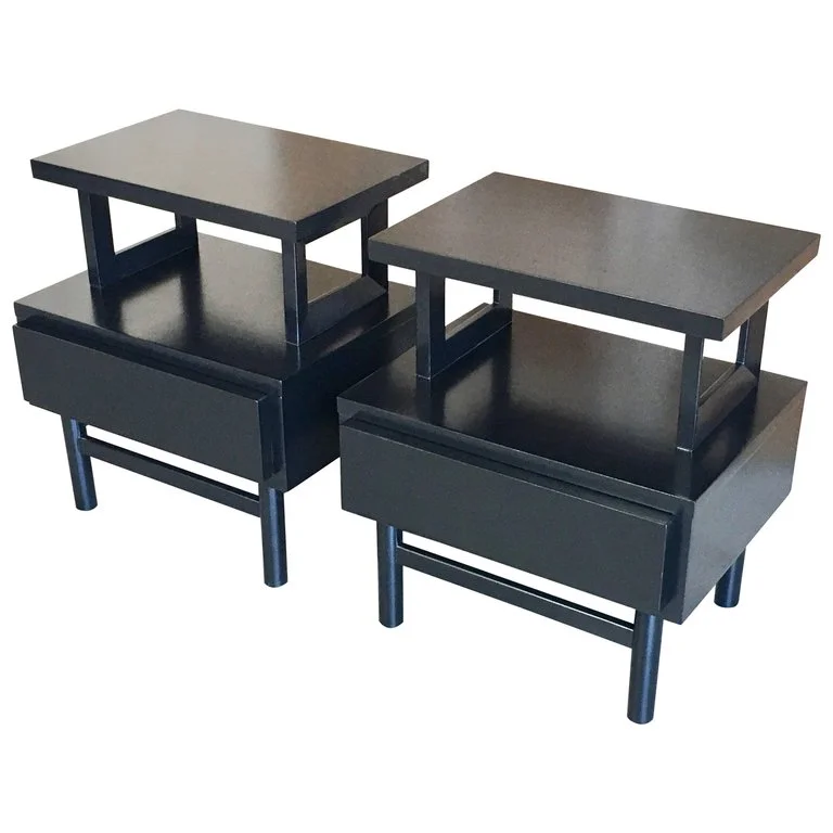 Pair of 1950s Ebonized Nightstands by American of Martinsville