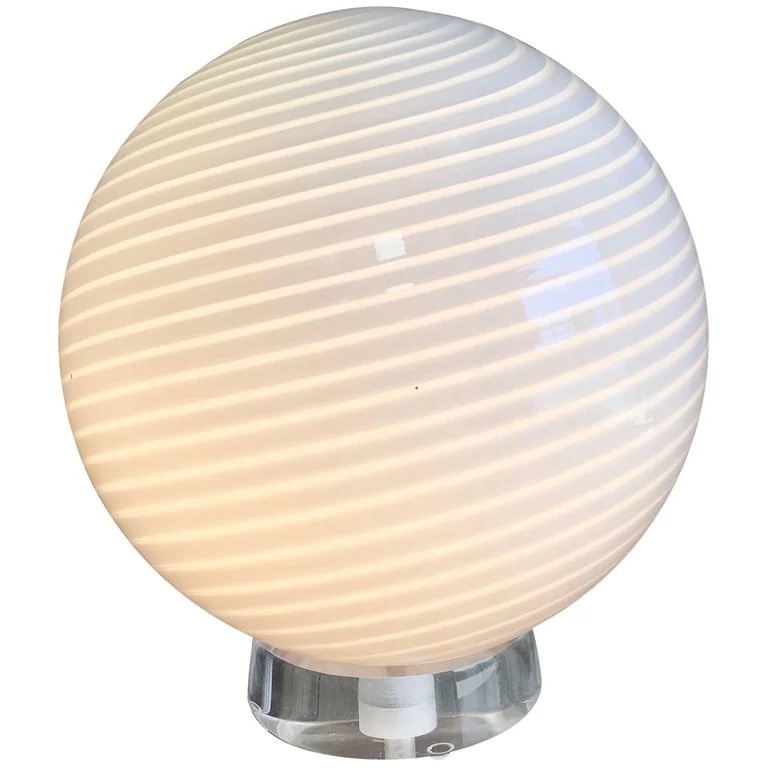 Large Vetri Murano Glass and Lucite Globe Table Lamp
