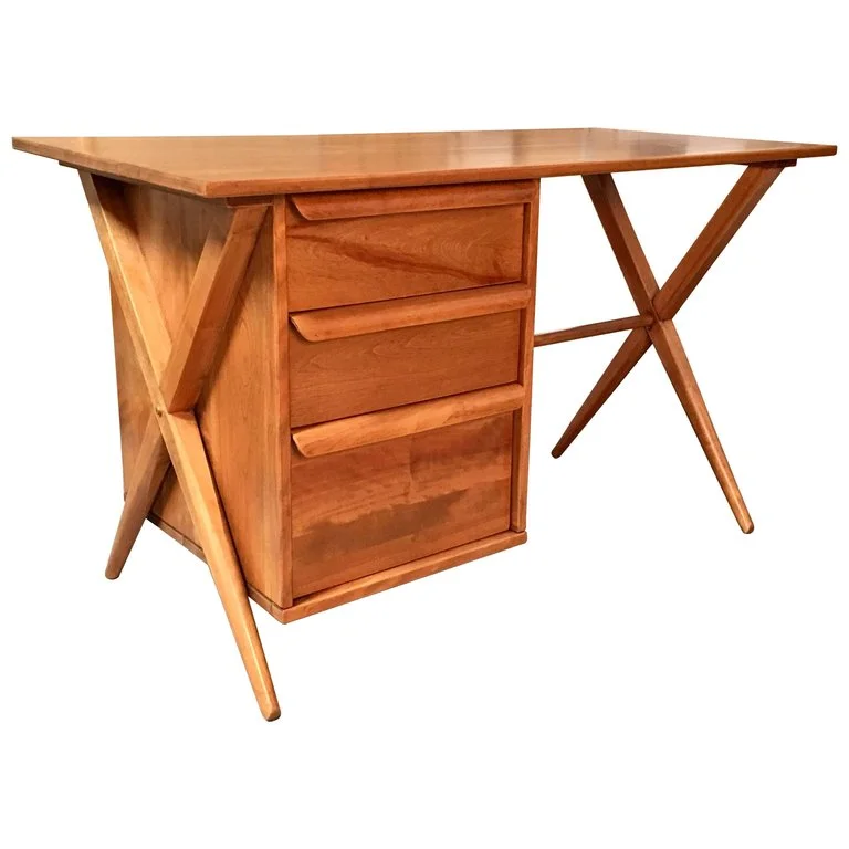1950s X-Leg Desk with Bookcase